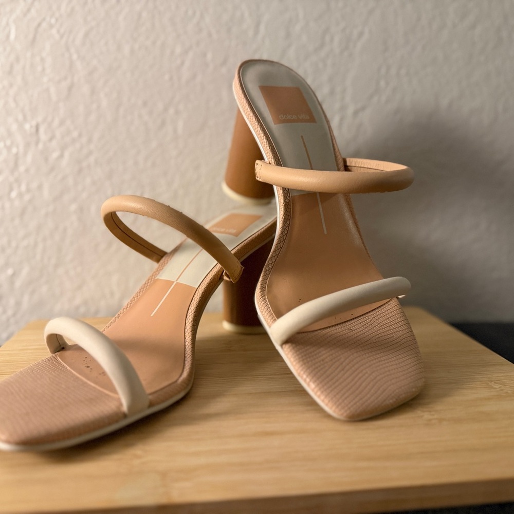 Dolce Vita Tan & Cream Strappy Heels